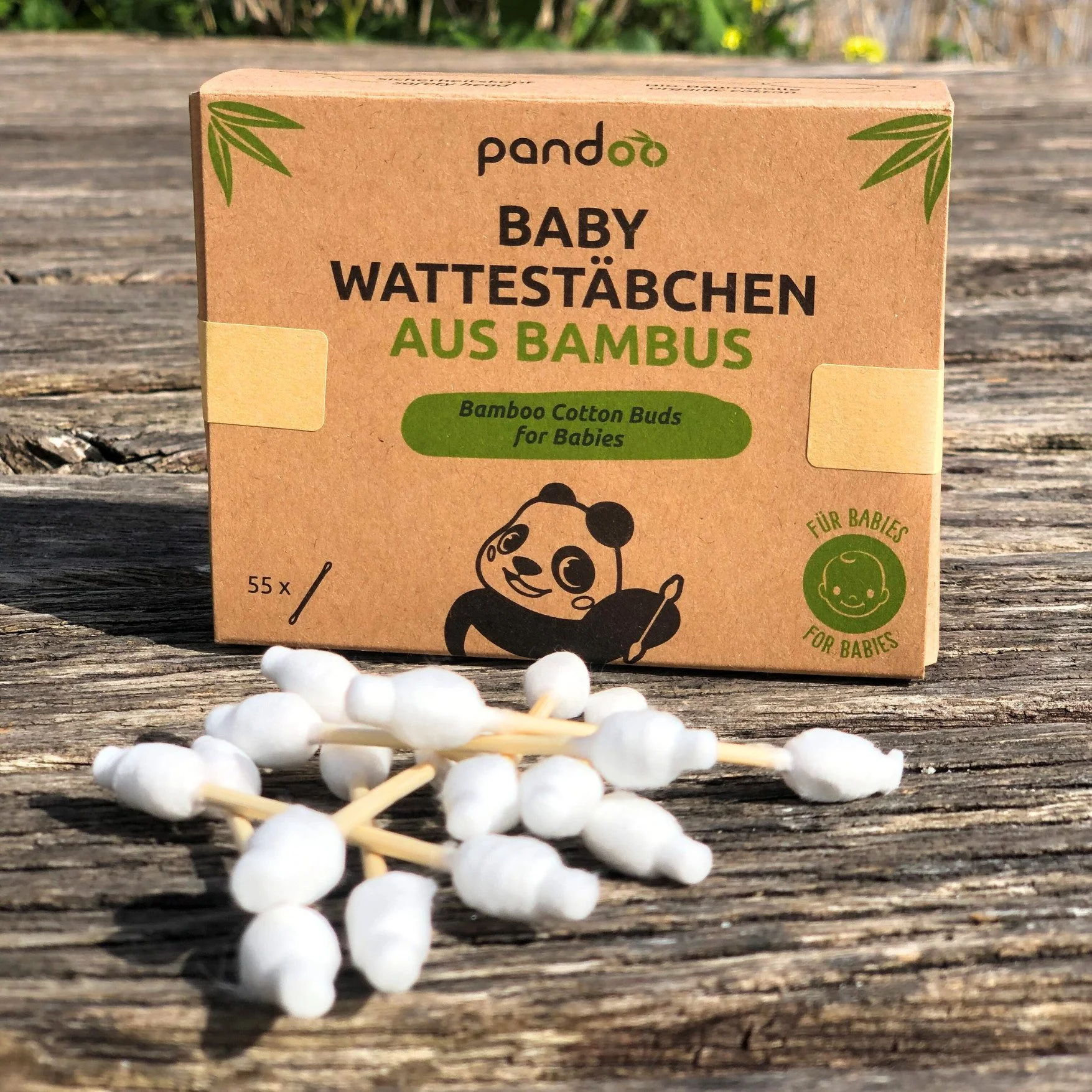 PANDOO Ohrenreiniger Wattestäbchen für Kinder und Babys mit Sicherheitskopf – 55-tlg.